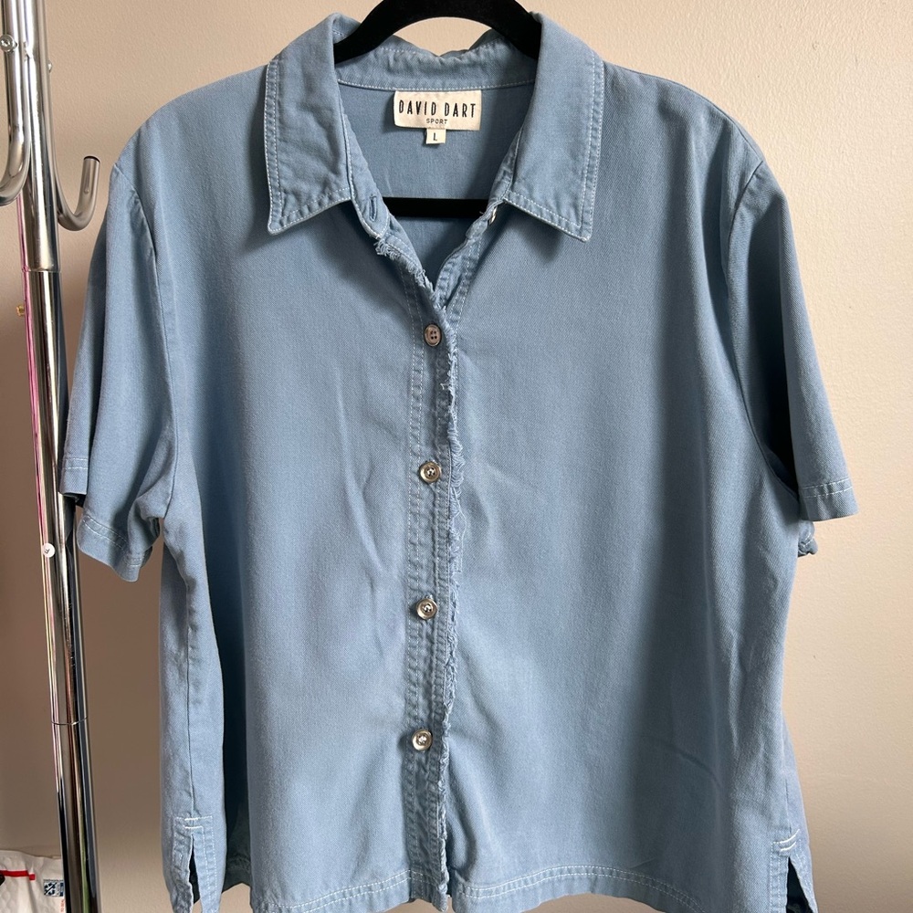 Denim boxy Shirt Light Blue Button-Up Shirt Size L